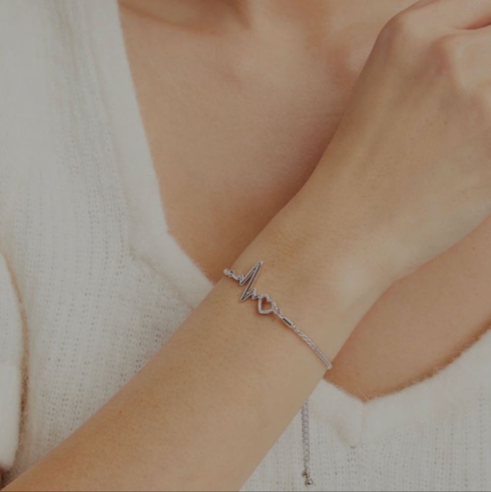 Elegant Silver Heartbeat Bracelet